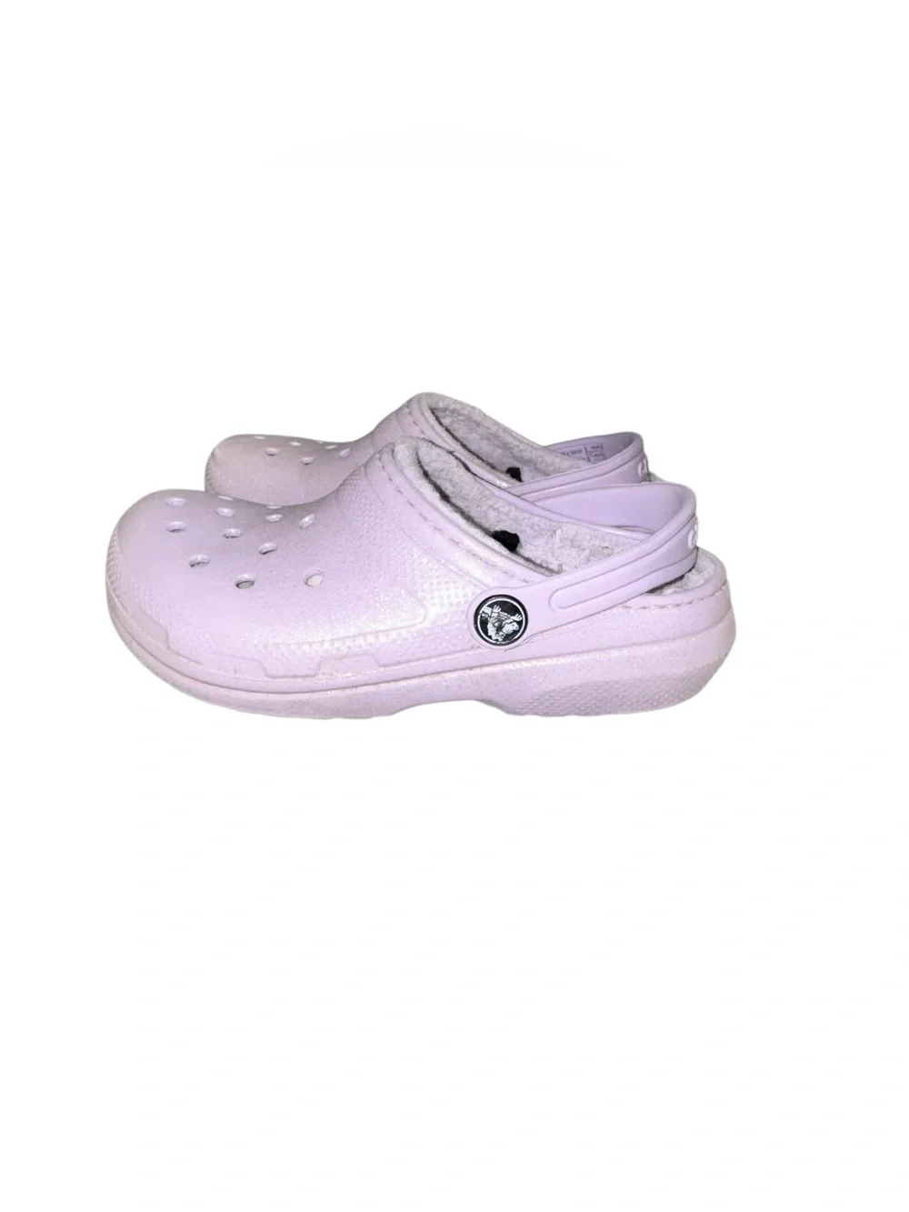 Crocs classic faux fur lined shimmer clogs girl’s sandals shoes size 13